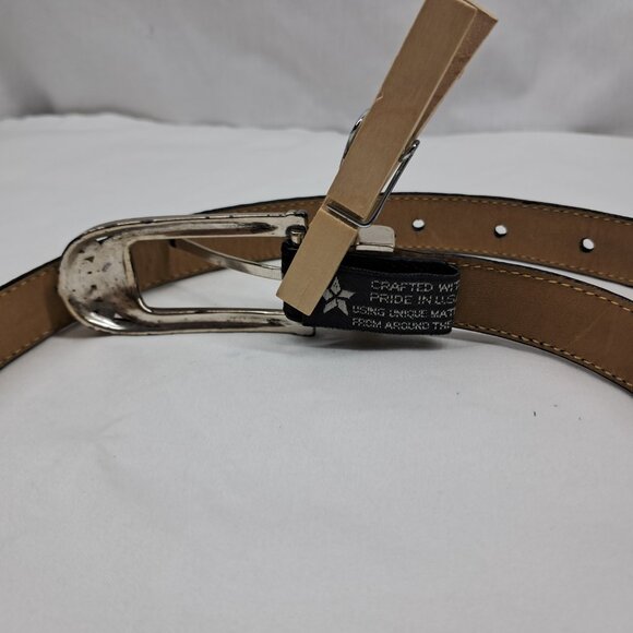 Brighton Black Leather Belt Silver Tone Metal S/28" B3103 - Picture 4 of 5